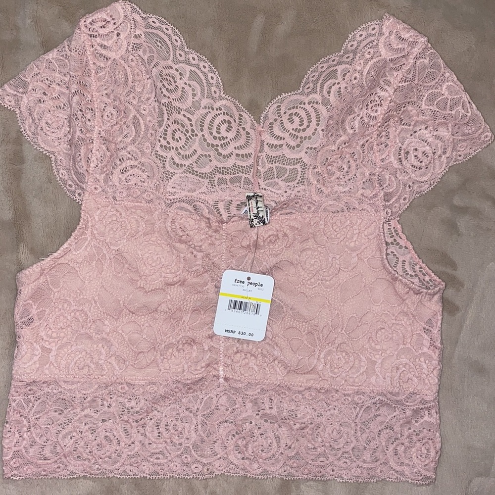FREE PEOPLE PINK LACE BRALETTE